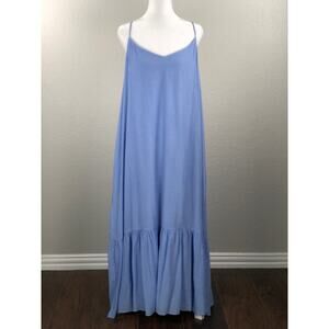 DKNY Women's Size XL Crinkle X-Back Maxi Dress in Frosting Blue NEW